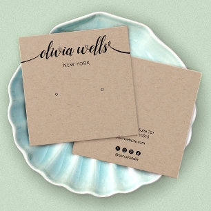 Script Calligraphy Kraft Stud Earring Display Card