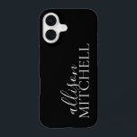 Script Calligraphy Minimalist Black iPhone 16 Case<br><div class="desc">Minimalist case features name combining script calligraphy with chic serif font.</div>