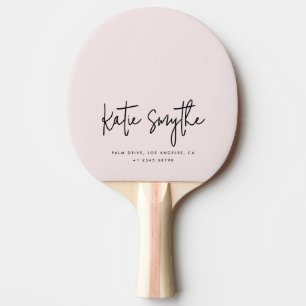 Script Calligraphy Name Minimalist Blush Pink Ping Pong Paddle