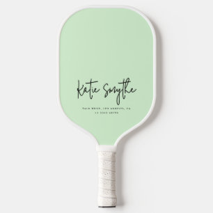 Script Calligraphy Name Minimalist Chic Sage Green Pickleball Paddle
