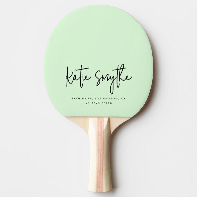 Script Calligraphy Name Minimalist Sage Green Ping Pong Paddle (Front)