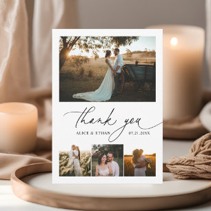 Script Calligraphy Photo Wedding Thank You Card