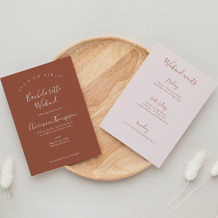 Script Calligraphy Terracotta  Bachelorette Party Invitation