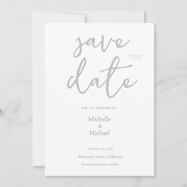Script Calligraphy Wedding Modern Save the Date Invitation (Front)