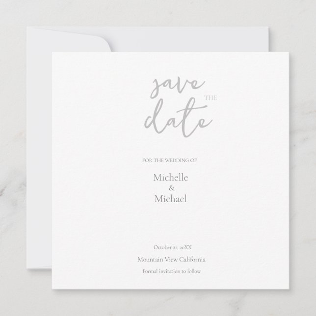 Script Calligraphy Wedding Modern Save the Date Invitation (Front)