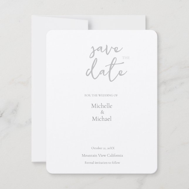 Script Calligraphy Wedding Modern Save the Date RSVP Card (Front)