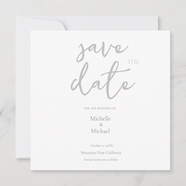 Script Calligraphy Wedding Modern Save the Date Thank You Card (Front)