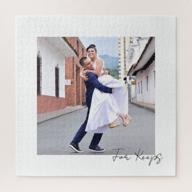 Script Caption | For Keeps | Wedding Couple Jigsaw Puzzle (Vertical)