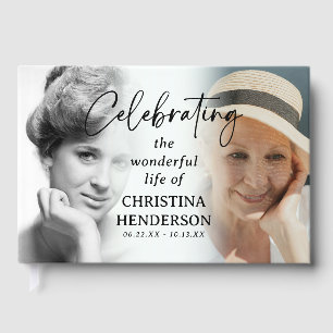 Script Celebration of Life Before & After Photo Guest Book