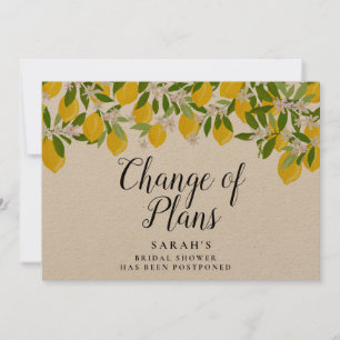 Script Change of Plans Bridal Shower Rustic Lemons Save The Date