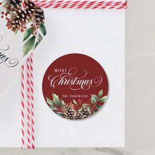 Script Christmas Classic Round Sticker