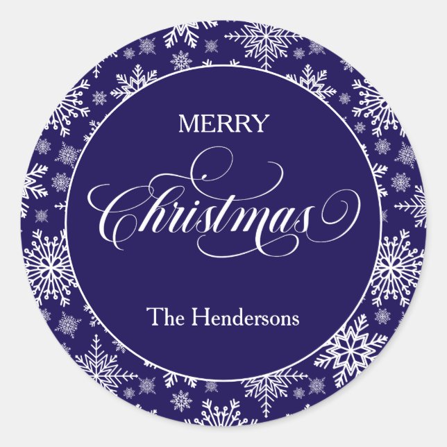 Script Christmas Custom Blue Sticker (Front)