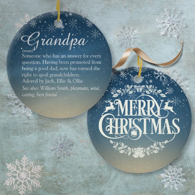 Script Christmas Grandpa, Grandad, Pops Definition Ceramic Tree Decoration (Script Christmas Grandpa, Grandad, Pops Definition Ceramic Ornament)