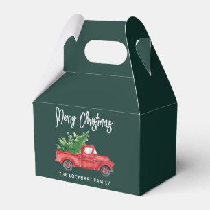 Script Christmas Vintage Red Truck Holiday Custom Favour Box
