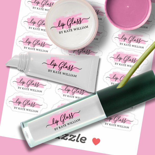 Script Clear Pink Lip Gloss Labels  (Creator Uploaded)