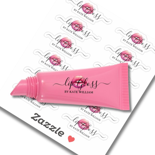 Script Clear Pink Lip Gloss Labels (Creator Uploaded)