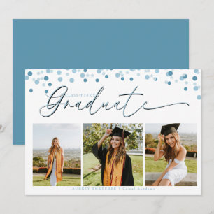 Script Confetti    Photo Collage Graduation  Invitation