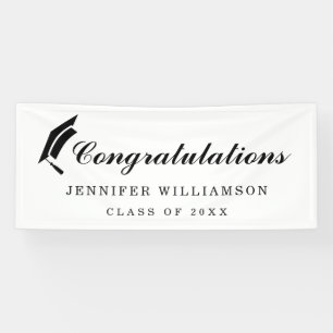 Script Congratulations Graduation Black & White Banner