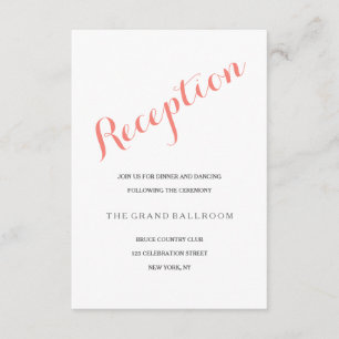 Script Coral Pink   Reception Enclosure Card