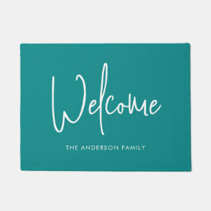 Script Custom Colour Minimalist Family Name Welcom Doormat