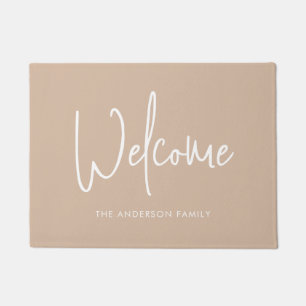 Script Custom Colour Minimalist Family Name Welcom Doormat