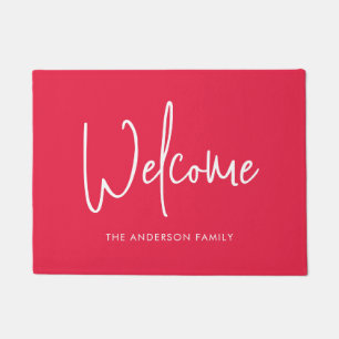 Script Custom Colour Minimalist Family Name Welcom Doormat