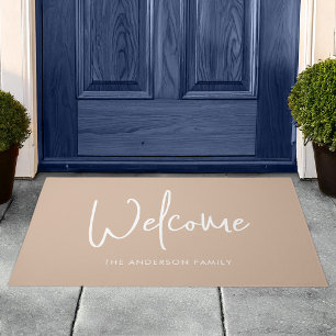Script Custom Colour Minimalist Family Name Welcom Doormat