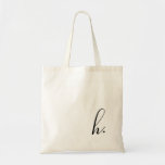 Script Custom Initial Black Monogram  Tote Bag<br><div class="desc">Simple,  modern and elegant. Text and text colour is fully customisable. Perfect as a bridesmaid gift,  wedding favour,  birthday or graduation gift. Part of a collection from Parcel Studios.</div>