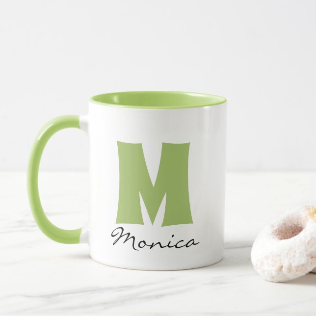 Script Custom Name & Monogram Mug (With Donut)