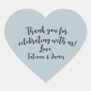 Script Custom Thank You Heart Favor Heart Sticker