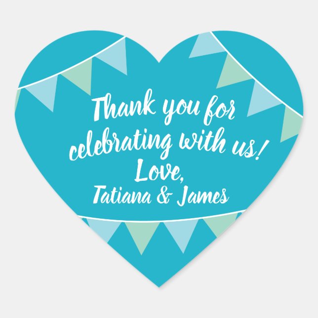 Script Customisable Thank You Heart Banners Sticker (Front)
