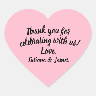 Script Customisable Thank You Heart Sticker