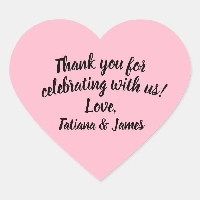 Script Customisable Thank You Heart  Sticker (Front)