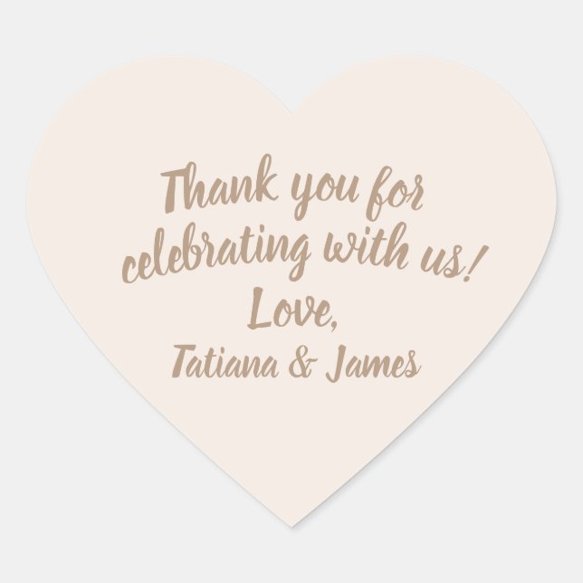 Script Customisable Thank You Heart  Sticker (Front)