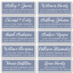 Script Dark Blue Wedding Guest Address Labels<br><div class="desc">Easy to personalise, names and addresses / individual wedding address label stickers for guest invitations. These chic, modern and stylish wedding address labels feature your wedding guest names in white elegant handwritten script calligraphy on a dark blue background. Simply add your individual wedding guest names and address. Exclusively designed for...</div>
