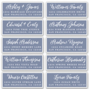 Script Dark Blue Wedding Guest Address Labels