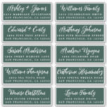 Script Dark Green Wedding Guest Address Labels<br><div class="desc">Easy to personalise, names and addresses / individual wedding address label stickers for guest invitations. These chic, modern and stylish wedding address labels feature your wedding guest names in white elegant handwritten script calligraphy on a dark green background. Simply add your individual wedding guest names and address. Exclusively designed for...</div>