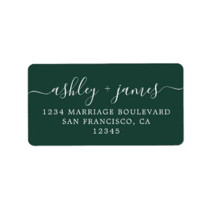 Script Dark Green Wedding Return Address Label