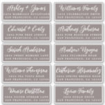 Script Dark Grey Wedding Guest Address Labels<br><div class="desc">Easy to personalise, names and addresses / individual wedding address label stickers for guest invitations. These chic, modern and stylish wedding address labels feature your wedding guest names in white elegant handwritten script calligraphy on a dark grey background. Simply add your individual wedding guest names and address. Exclusively designed for...</div>