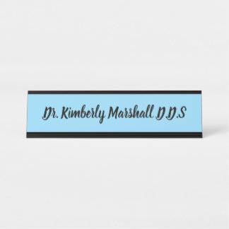 Script Dentist Blue Desk Name Plate
