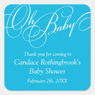 Script Diagonals in Cyan Baby Shower  Sticker