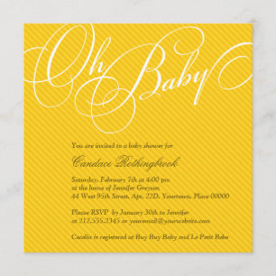 Script Diagonals in Gold Baby Shower Invitation