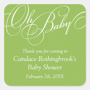 Script Diagonals in Lime Baby Shower  Sticker