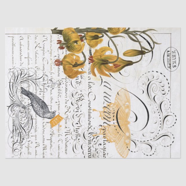 Script Digital Collage Decoupage Tissue Paper (Front)