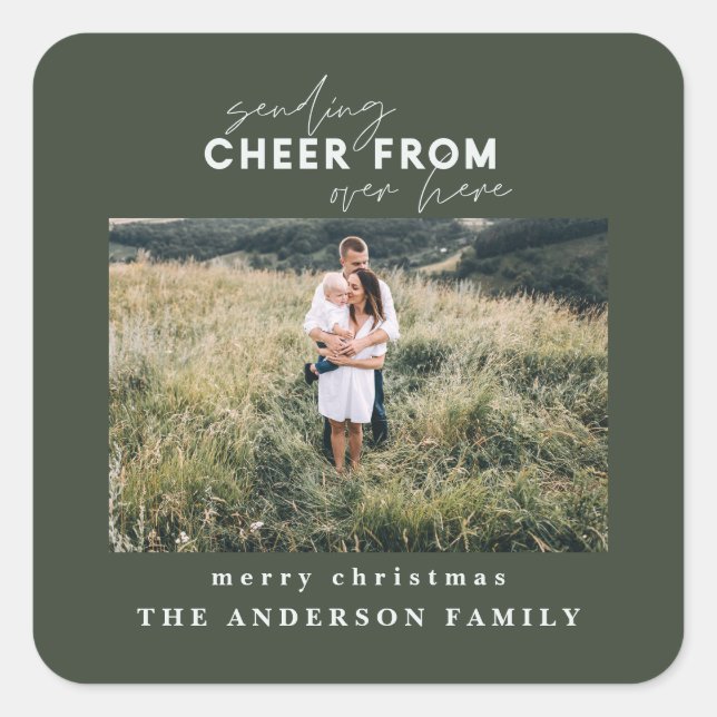 script distance sending cheer from over here square sticker (Front)