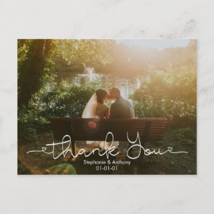 Script Doodle Photo Wedding Thank You Card