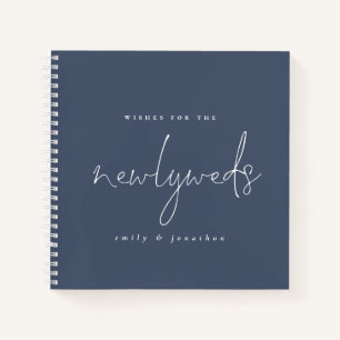 Script Dusty Blue Newlyweds Wedding Guest Book