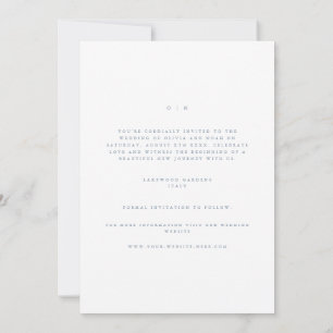 Script Dusty Blue & White Save The Date Card