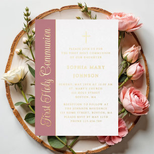 Script Dusty Pink Girl First Communion Gold