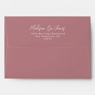 Script Dusty Rose Wedding Return Address Envelope